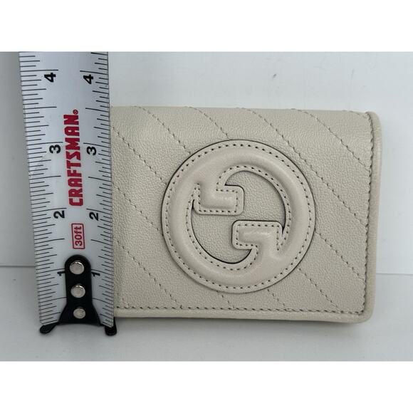GUCCI Sakai Be Green Calfskin Diagonal Stitched Blondie Card Case Wallet - Picture 16 of 16
